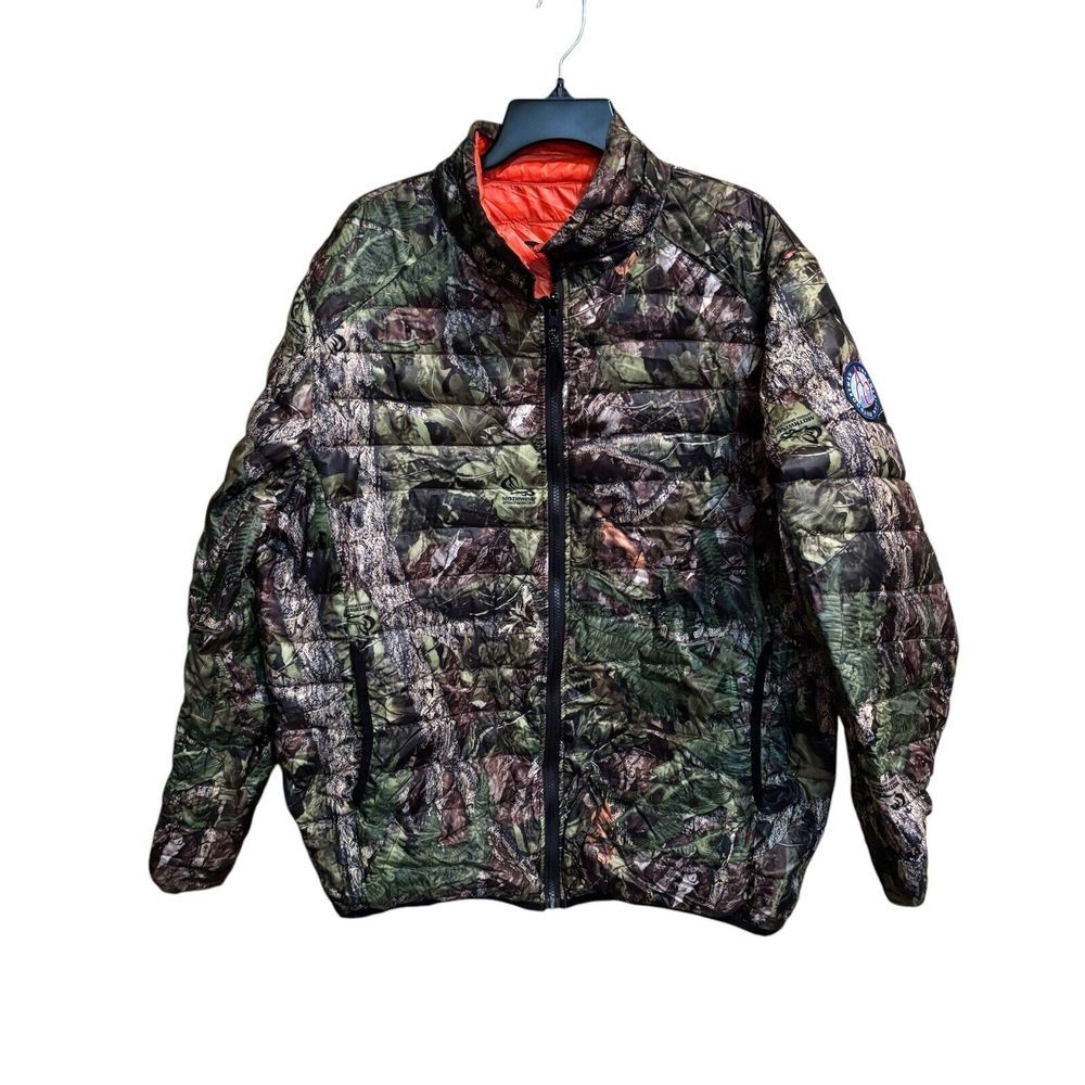 Duck Down Reversible Camo/ Orange Jacket American‎ Outdoorsman Size XL